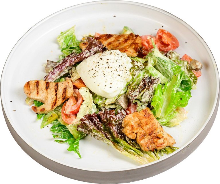 Ю Салат теплый с индейкой и яйцом пашот